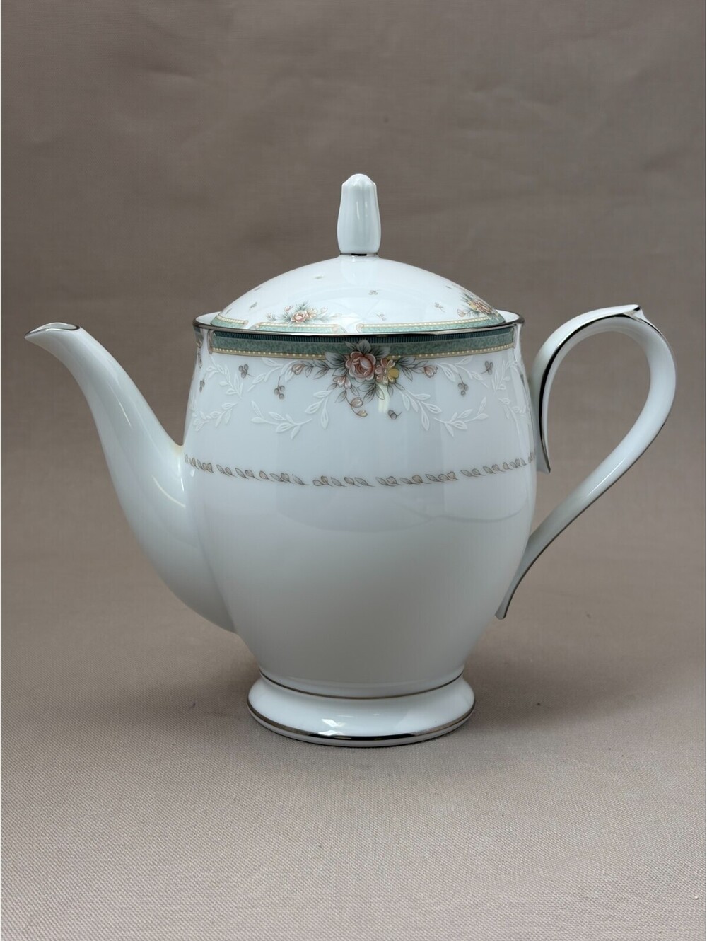 Noritake Greenbrier Teapot Coffee Pot Lid 4101 Floral Platinum Trim Fine China
